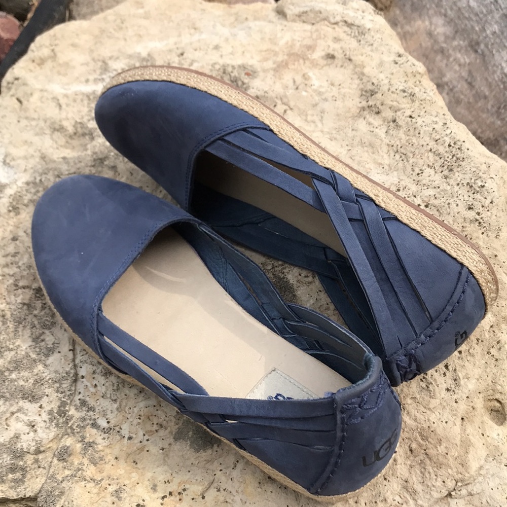 UGG WOVEN SIDES BLUE FLATS. Size 9
